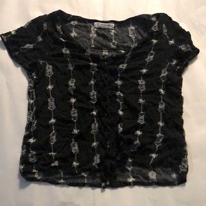 Black Front Laced Crop